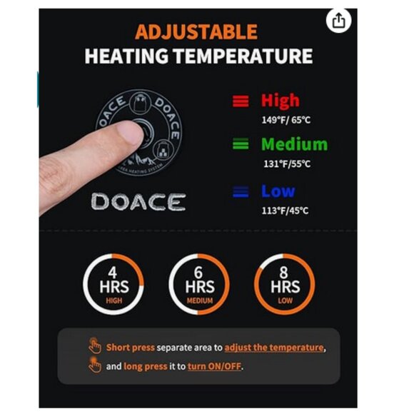 DOACE Heated Vest APP Control with Battery Pack for Men and Women Black 2XL - Picture 6 of 11